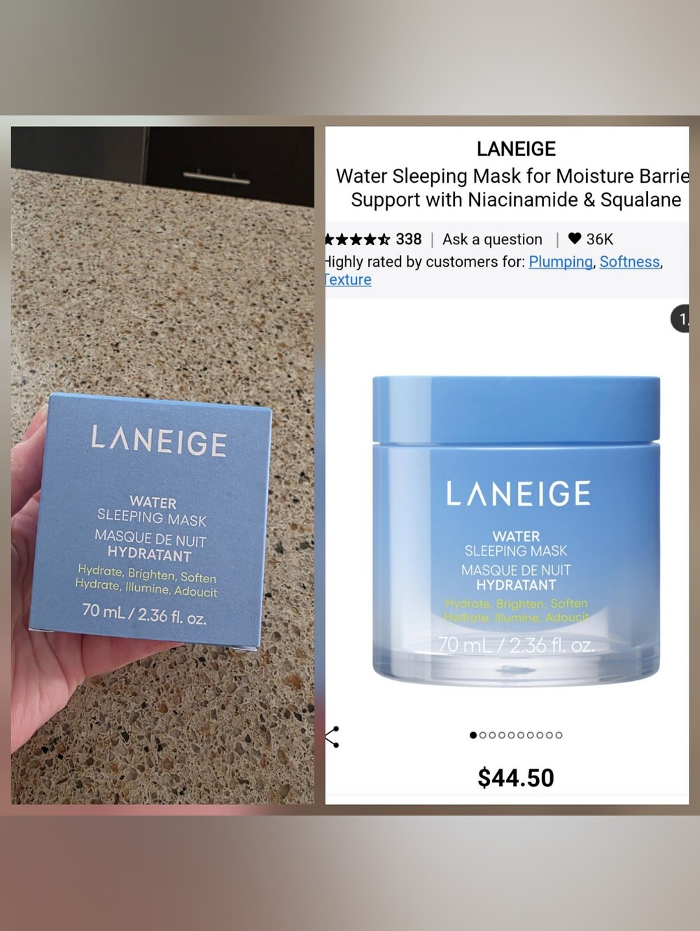 LANEIGE Water Sleeping Mask - Light Blue Hydrating Overnight Gel-Cream